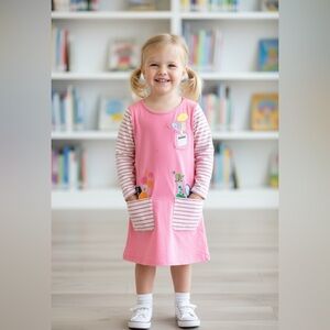 Adorable Pink Kids Bodysuit with Striped Sleeves